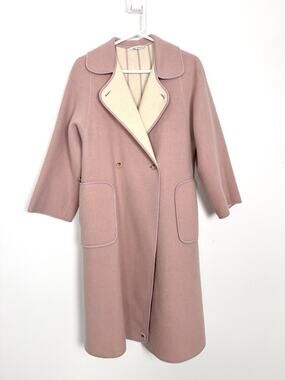 Wetherall England 100% Pure Wool Coat Womens 10 Pink Reversible 3/4 Sleeve